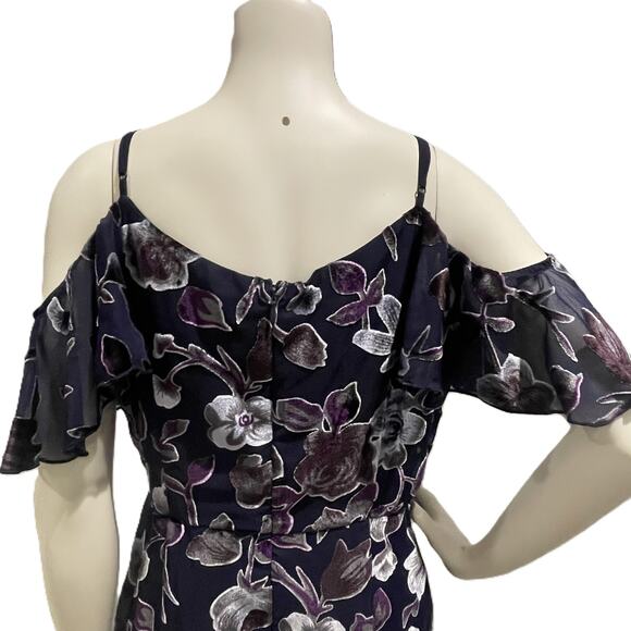 Chelsea28 Burnout Velvet Romantic Floral Dress – Size Large - Picture 4 of 16